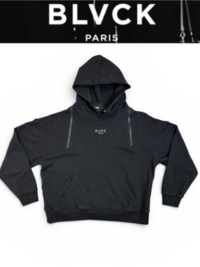 BLVCK PARIS FRENCH TERRY DUAL ZIP CONVERTIBLE HOODIE BLACK SIZE XL STREETWEAR